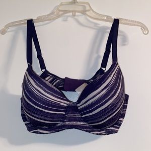 Navy and cream striped bra